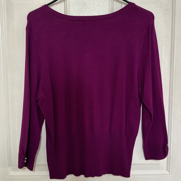 White House Black Market Purple Fuchsia Snap Sweater Cardigan M - Picture 3 of 3